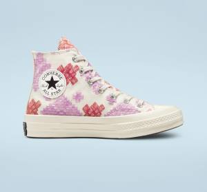 Converse Chuck 70 Bright Embroidery Sneakers High Lyserød Rød | CV-104CFX