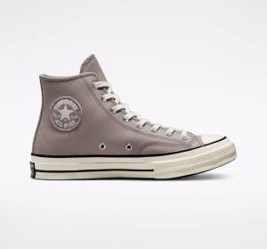 Converse Chuck 70 Crafted Læder Sneakers High Grå Sort | CV-142XOQ