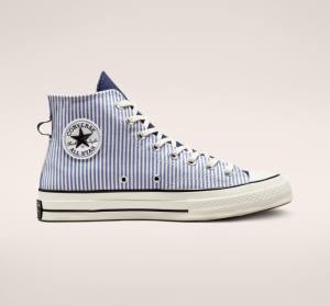 Converse Chuck 70 Crafted Stripe Sneakers High Indigo Sort | CV-074YXC