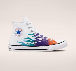 Converse Chuck Taylor All Star Archive Prints Sneakers High Hvide Blå Turkis | CV-932UIL