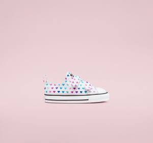 Converse Chuck Taylor All Star Easy-On Foil Hearts Sneakers Low Hvide Sort Lyserød | CV-035DPZ