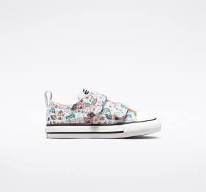 Converse Chuck Taylor All Star Easy-On Rainbow Castles Sneakers Low Hvide Lyserød Turkis | CV-230BGP