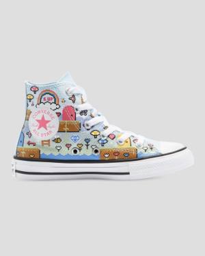 Converse Chuck Taylor All Star Girls Gamer Sneakers High Blå Lyserød Hvide | CV-967BPA