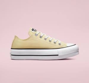 Converse Chuck Taylor All Star Lift Platform Seasonal Color Sneakers Low Citron Sort Hvide | CV-429BMF