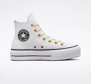 Converse Chuck Taylor All Star Lift Platform Splatter Sneakers High Hvide Hvide | CV-648YWZ