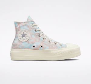 Converse Chuck Taylor All Star Lift Platform Marble Sneakers High Sølv | CV-903VAF