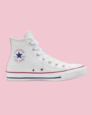 Converse Chuck Taylor All Star Læder Sneakers High Hvide | CV-126FIT