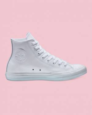 Converse Chuck Taylor All Star Læder Sneakers High Hvide | CV-310MTK