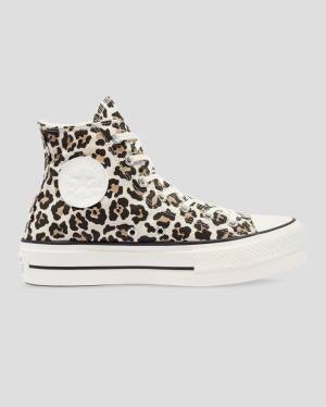 Converse Chuck Taylor Lift Leopard Print Platform Sneakers High Leopard | CV-432GXV