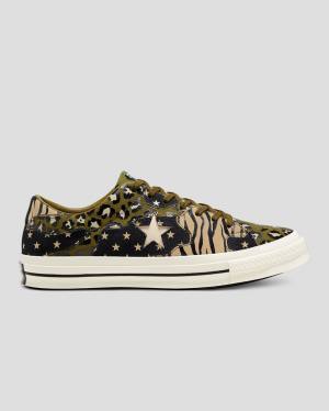 Converse One Star Archive Print Mix Sneakers Low Olivengrøn Leopard | CV-271NEK