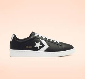 Converse Pro Læder Sneakers Low Sort Hvide | CV-486SER