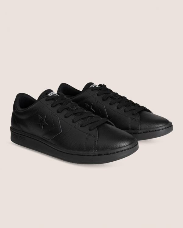 Converse All Court Læder Sneakers Low Sort | CV-519GUD