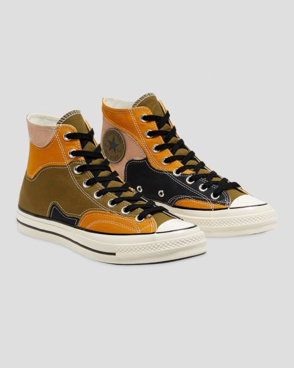 Converse Chuck 70 Archive Camo Overlay Sneakers High Olivengrøn Orange | CV-109GOK