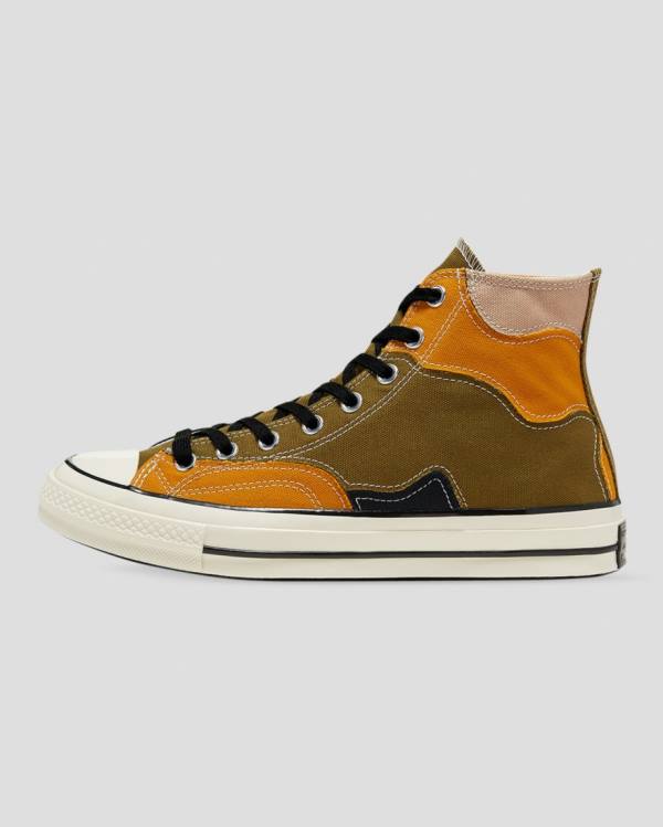 Converse Chuck 70 Archive Camo Overlay Sneakers High Olivengrøn Orange | CV-109GOK