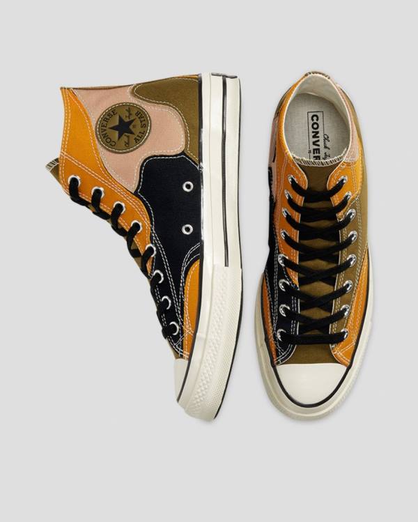 Converse Chuck 70 Archive Camo Overlay Sneakers High Olivengrøn Orange | CV-109GOK