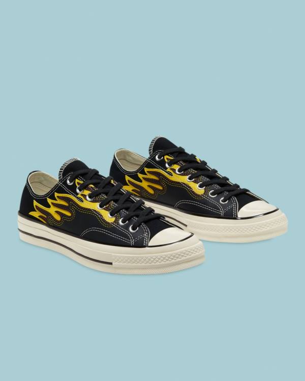 Converse Chuck 70 Archive Flame Overlay Sneakers Low Sort | CV-201RTP