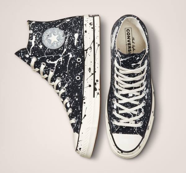 Converse Chuck 70 Archive Paint Splatter Sneakers High Sort Grå | CV-012GHM