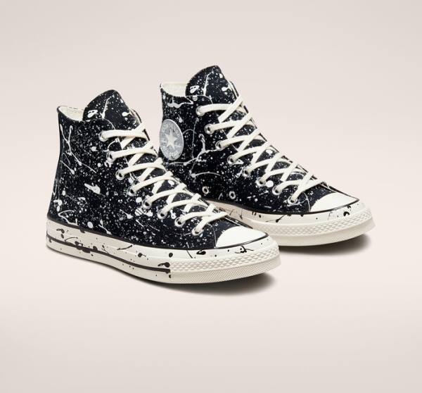 Converse Chuck 70 Archive Paint Splatter Sneakers High Sort Grå | CV-012GHM