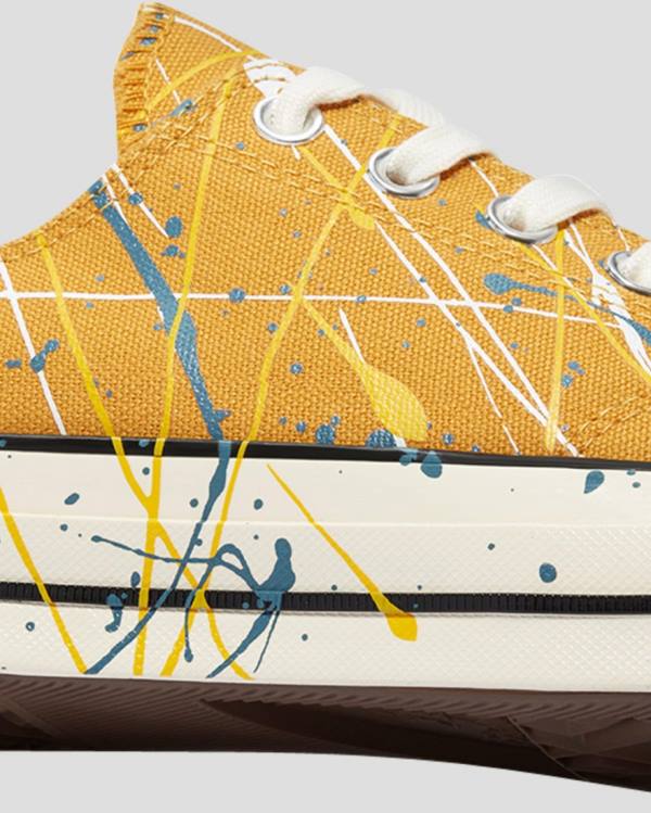 Converse Chuck 70 Archive Print Paint Splatter Sneakers Low Gul | CV-263QYX