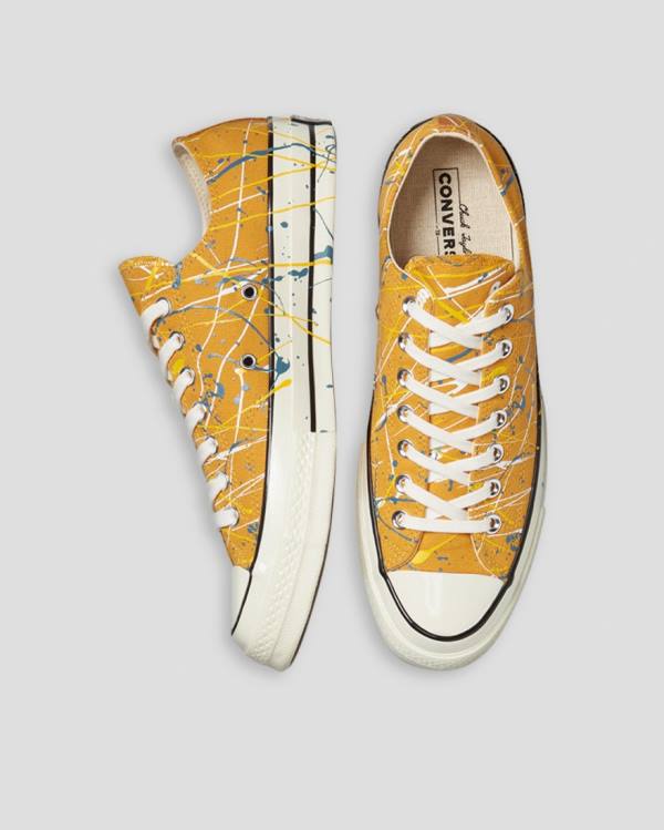 Converse Chuck 70 Archive Print Paint Splatter Sneakers Low Gul | CV-594GDR