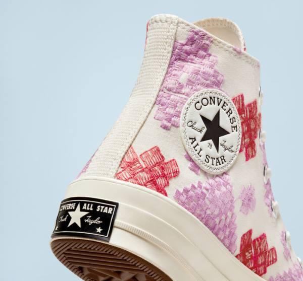 Converse Chuck 70 Bright Embroidery Sneakers High Lyserød Rød | CV-104CFX