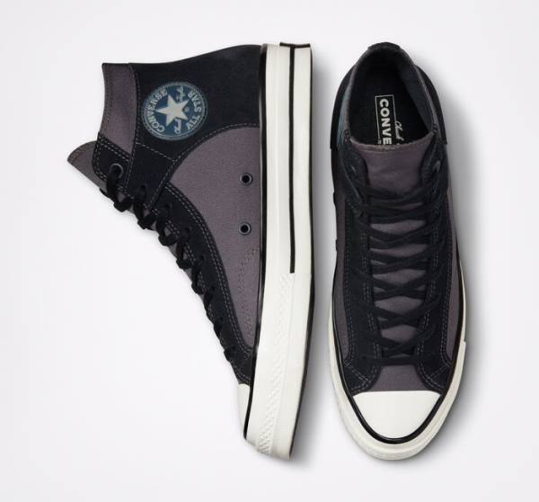 Converse Chuck 70 Crafted Canvas Sneakers High Sort Hvide | CV-156KNV