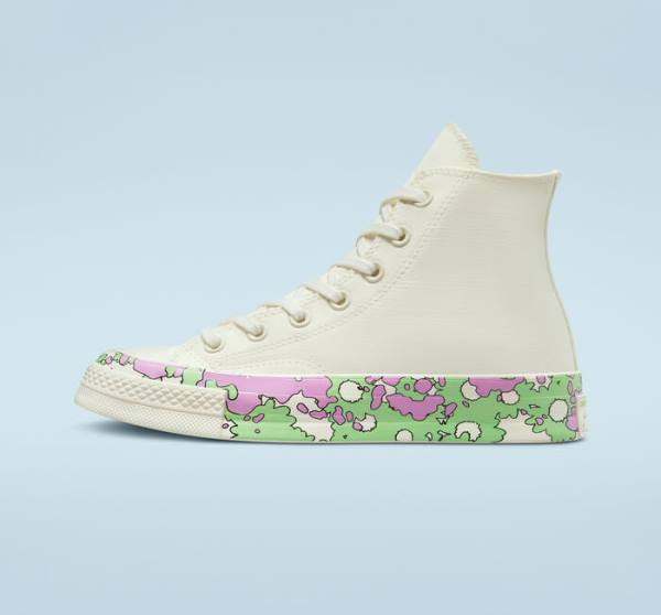 Converse Chuck 70 Crafted Florals Sneakers High Lyserød Lysegrøn | CV-740PBM