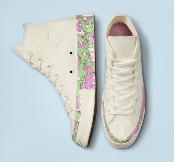 Converse Chuck 70 Crafted Florals Sneakers High Lyserød Lysegrøn | CV-740PBM