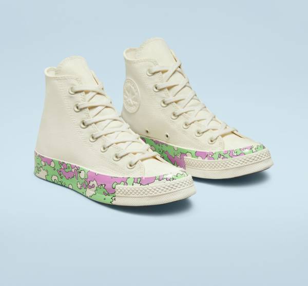 Converse Chuck 70 Crafted Florals Sneakers High Lyserød Lysegrøn | CV-740PBM