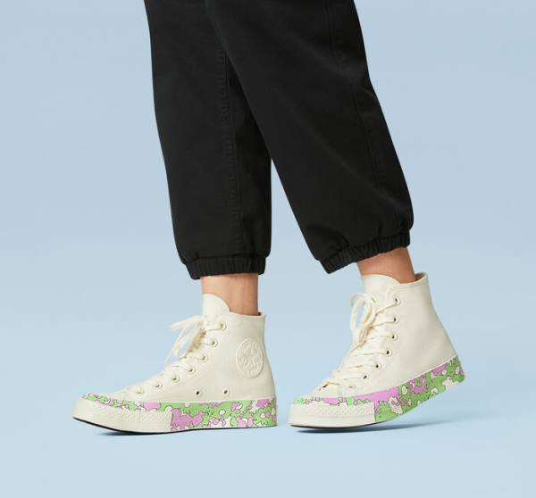 Converse Chuck 70 Crafted Florals Sneakers High Lyserød Lysegrøn | CV-740PBM