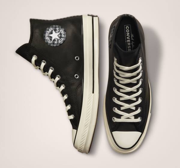 Converse Chuck 70 Crafted Læder Sneakers High Sort | CV-291JWF