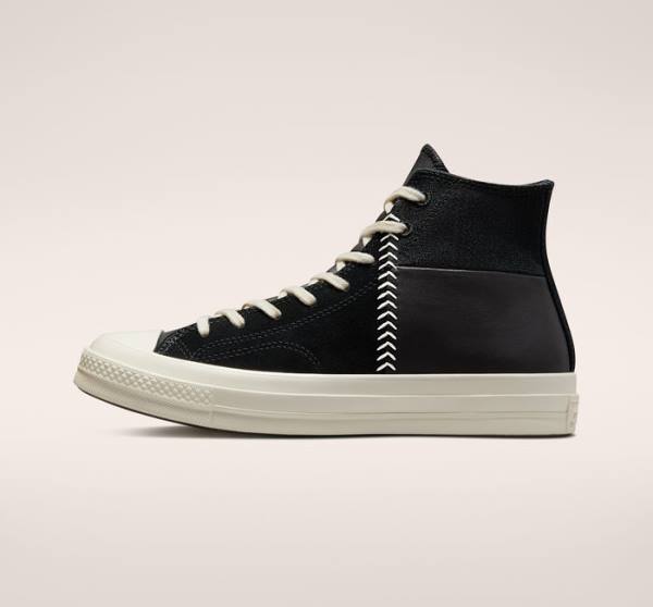 Converse Chuck 70 Crafted Læder Sneakers High Sort Rød | CV-327XNK