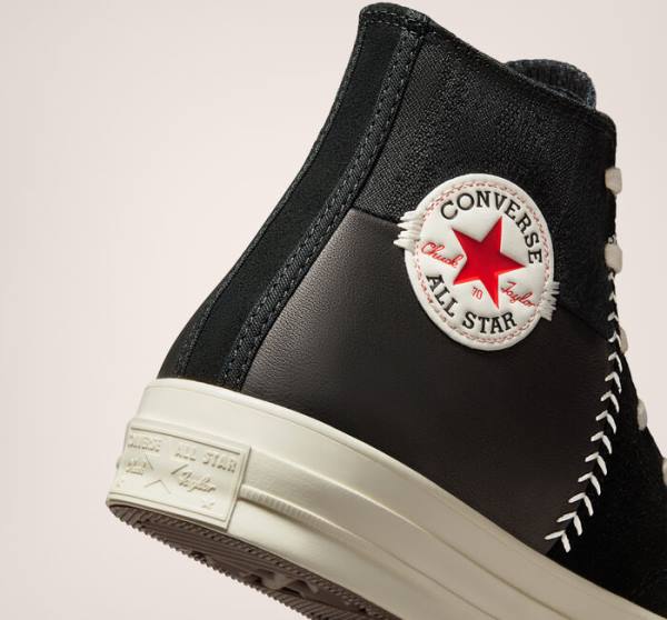 Converse Chuck 70 Crafted Læder Sneakers High Sort Rød | CV-327XNK