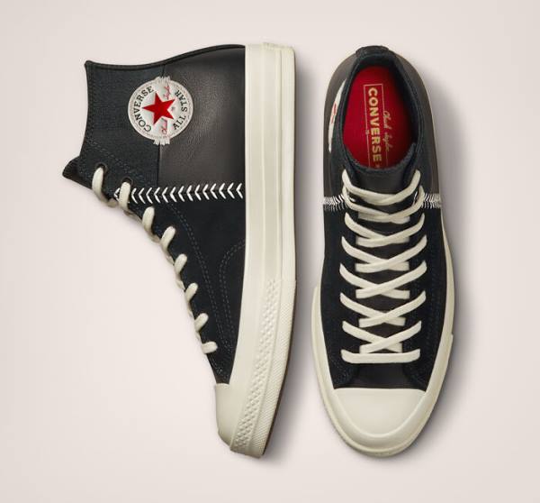 Converse Chuck 70 Crafted Læder Sneakers High Sort Rød | CV-327XNK