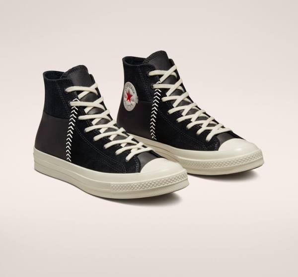 Converse Chuck 70 Crafted Læder Sneakers High Sort Rød | CV-327XNK