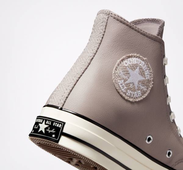 Converse Chuck 70 Crafted Læder Sneakers High Grå Sort | CV-397OIE