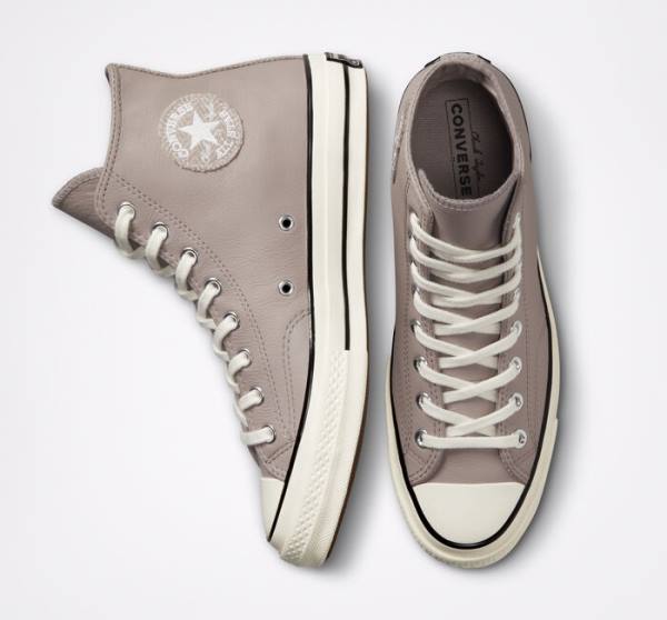 Converse Chuck 70 Crafted Læder Sneakers High Grå Sort | CV-397OIE