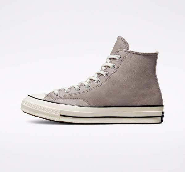 Converse Chuck 70 Crafted Læder Sneakers High Grå Sort | CV-637HLS