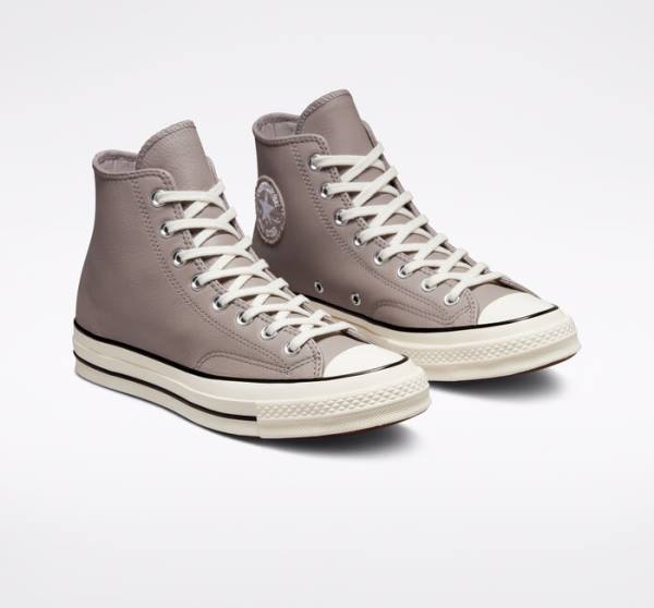 Converse Chuck 70 Crafted Læder Sneakers High Grå Sort | CV-637HLS