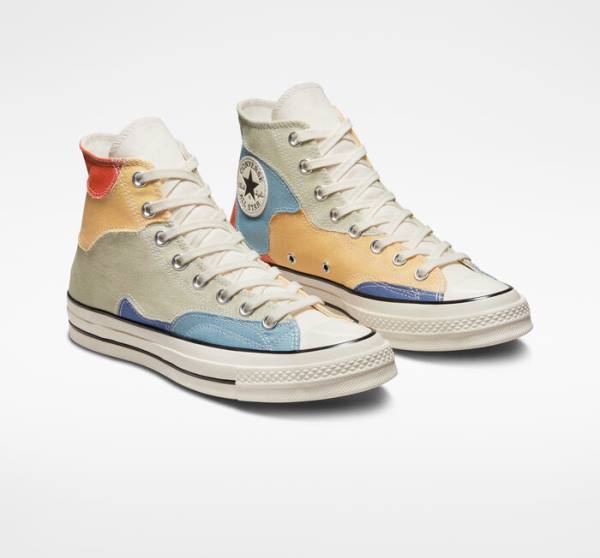 Converse Chuck 70 Crafted Patchwork Sneakers High Olivengrøn Blå | CV-439FQK