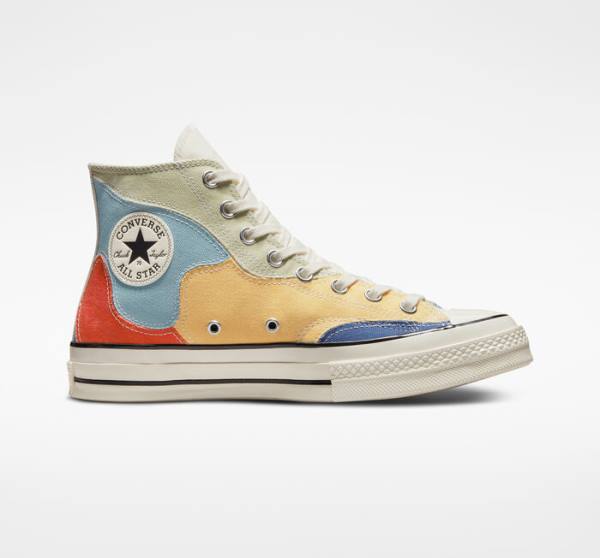 Converse Chuck 70 Crafted Patchwork Sneakers High Olivengrøn Blå | CV-439FQK