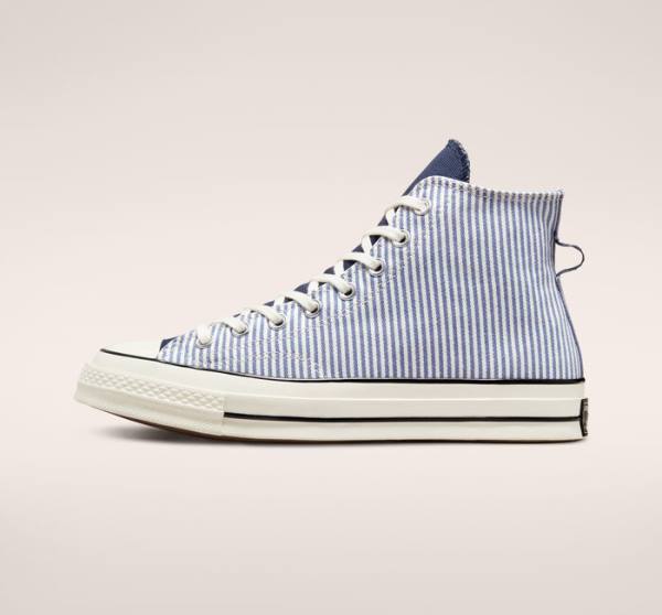 Converse Chuck 70 Crafted Stripe Sneakers High Indigo Sort | CV-074YXC