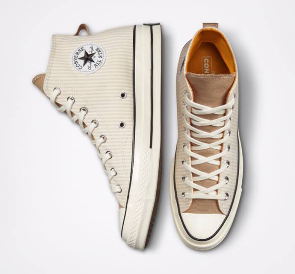 Converse Chuck 70 Crafted Stripe Sneakers High Brune | CV-423PVC