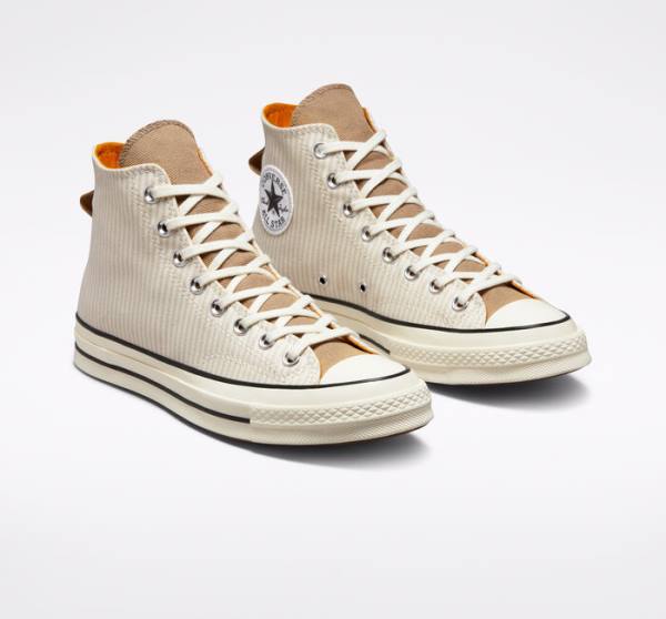 Converse Chuck 70 Crafted Stripe Sneakers High Brune | CV-423PVC