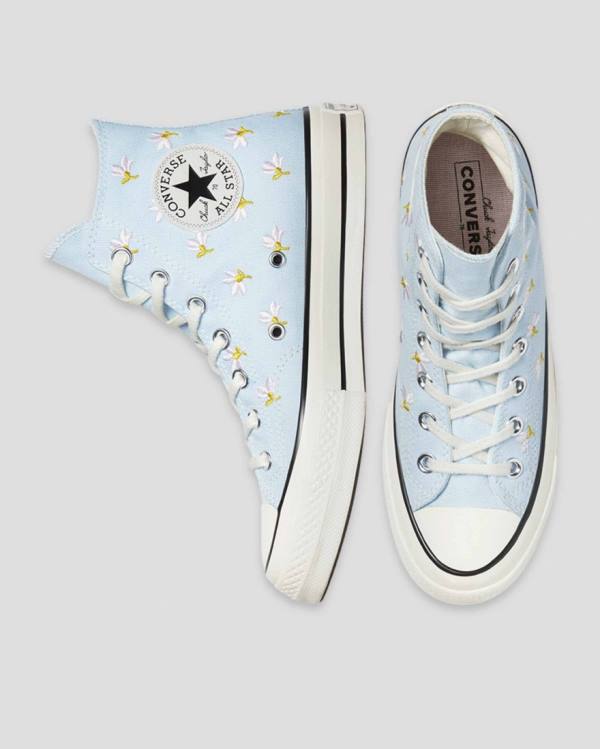 Converse Chuck 70 Embroidered Garden Party Sneakers High Blå | CV-094VIY