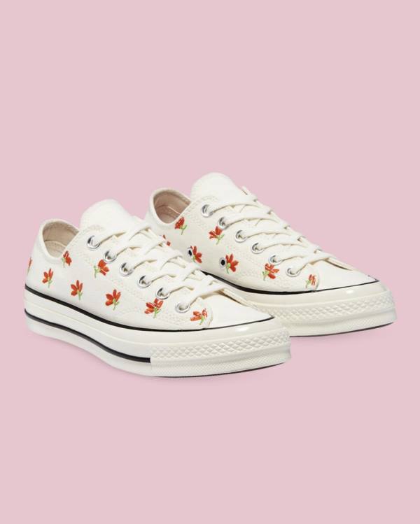 Converse Chuck 70 Embroidered Garden Party Sneakers Low Beige | CV-459PXM