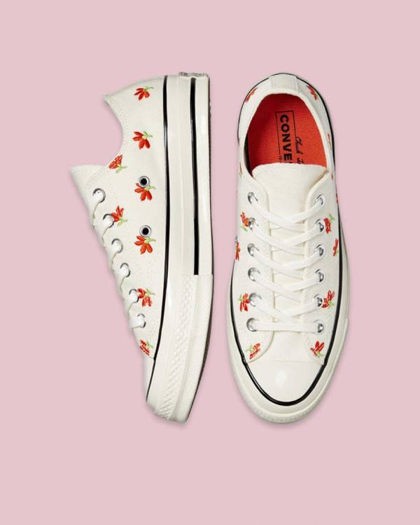 Converse Chuck 70 Embroidered Garden Party Sneakers Low Beige | CV-459PXM