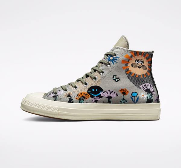 Converse Chuck 70 Floral Sneakers High Olivengrøn Flerfarvede | CV-820NUF