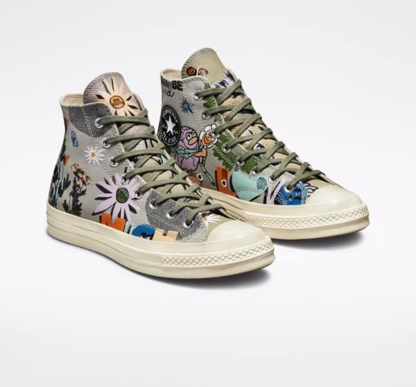 Converse Chuck 70 Floral Sneakers High Olivengrøn Flerfarvede | CV-820NUF