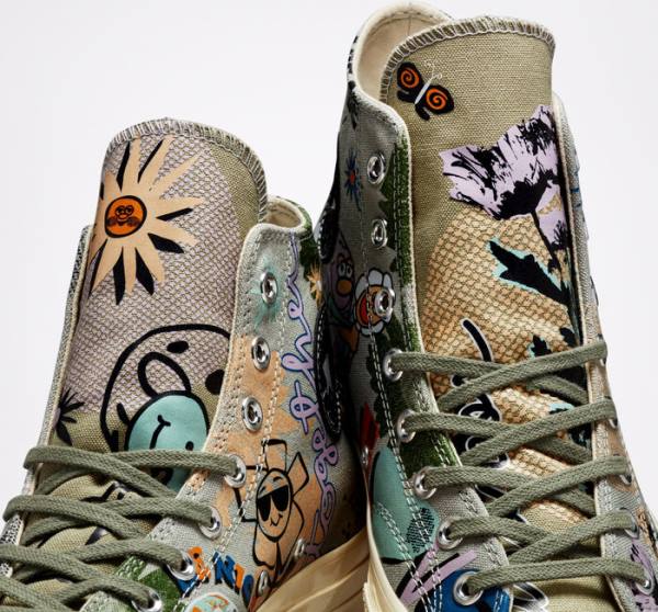 Converse Chuck 70 Floral Sneakers High Olivengrøn Flerfarvede | CV-820NUF